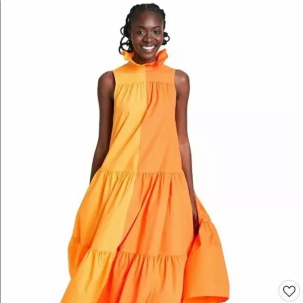 Christopher John Rogers x Target Dress XXS Sleeveless Ruffle Two Tone Orange NWT